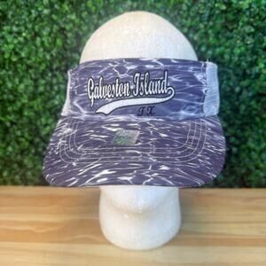 NWT Lucky 7 USA UPF 50 Blue Galveston Texas Blue Visor Hat New Adult Cap Beach